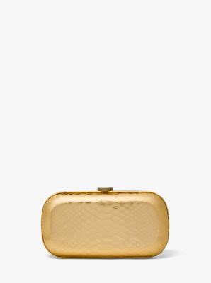 Gansevoort Metallic Python Embossed Leather Minaudieiere – .